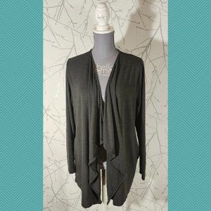 LNBF Gray Bamboo Viscose Open Front Waterfall Cardigan